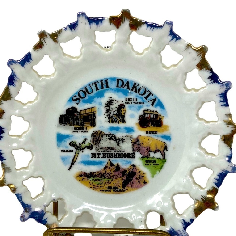 Beautiful South Dakota 5” Souvenir Plate, City Tours Vintage.